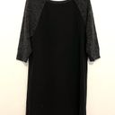 Loft ANN TAYLOR  Raglan Sleeve Colorblock Shift Dress Black Marled 3/4 Sleeve 12 Photo 0