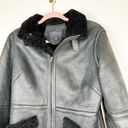 Banana Republic  Black Italian Leather Jacket with Shearling Trim Photo 2