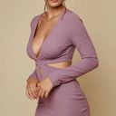 Blue Blush NEW  Purple Sona Long Sleeve V Neck Cut Out Mini Dress Size Small Photo 2