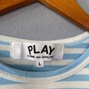 Comme des Garçons Play  Blue & White Striped Long Sleeve Tee Size Large Photo 3