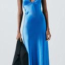 ZARA Dress Cobalt Blue Slip Midi Satin Effect Maxi Wedding Party Photo 6