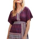 Garnet Hill  100% Slik Boho V Neck Dolman Short Sleeves Tunic Red Blue 8 Photo 1