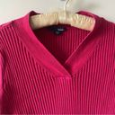 basic editions  Ribbed V -neck Crossover Fitted Long Sleeve Sweater Top Photo 2