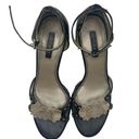 Fioni  Black Open Toe High‎ Heels with Faux Flowers Size 7 Photo 0