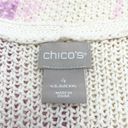 Chico's Chico’s 4 Womens XXL Linen Blend Sweater Floral V-Neck Cream Purple Knit Spring Photo 9