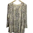 Harper  Wren Snakeskin Print Dress S Shift Long Sleeved Cream Evening Flowy Photo 0