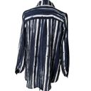 Habitat  Clothes to Live In Button Up Blouse Blue Striped‎ Collar Women's Size XS Photo 4