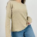 Woolrich  slouchy two tone oatmeal striped crewneck longsleeve shirt top size L Photo 6