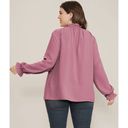 Bloomchic  Plain Lantern Sleeve Ruffle Trim Mock Neck Mauve Blouse 22 24 3X NWT Photo 3