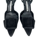 Manolo Blahnik  Maysli 70 Buckled Suede Slingback Pumps in Black Photo 10