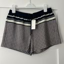 Vince  - NWT Border Print Coastal Navy Blue Tie-Front Silk Shorts Photo 2