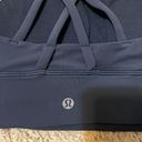 Lululemon Energy Bra Long Line High Neck Tough Iron Blue Size 4 Photo 3