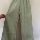 True Craft Green Linen High Rise Wide Leg Pants Photo 1