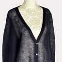 J.Jill  Mohair Wool Blend Cardigan Sweater V Neck Button Sheer Black M bv Photo 1