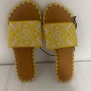 Vera Pelle Pimbo Women’s Real Leather Slip on Sandals Yellow/White Size 5.5 NWT Photo 2