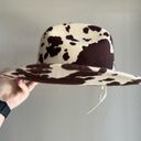 Free People  Milk Money Cowboy Rancher Hat Wool Felt Cow Print Brown Ivory Photo 3