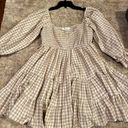 American Threads Tan/White Gingham Dress Photo 2