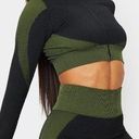 Pretty Little Thing  Green & Black Textured Cropped Full Zip Sweatshirt Size L Photo 1