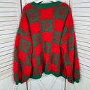 Holiday Time  Fancy Dog Checkerboard Fuzzy Ugly Christmas Sweater Red 3X Oversize Photo 9