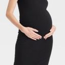 Isabel Maternity by Ingrid & Isabel Short Sleeve Shirred T-Shirt Dress Black Small Photo 0