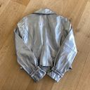 Paige  Ashby Metallic Leather Moto Jacket in Pearlized White/ Silver Photo 3