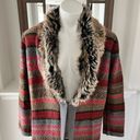 Anne Klein NWT  Knit Jacket w/Detachable Fur Collar, Fire Red Holiday Size M $159 Photo 1