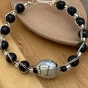 Onyx Handcrafted  Glass Bead Wire Wrapped Bracelet Photo 5