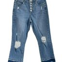 INC  Petite SZ 8P Delancey Straight Jeans High-Rise Button-Fly Distressed Stacked Photo 0