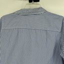 Chico's  1 Size M No Iron Button Front Tunic Top Blue Stripe Bedazzled Collar Photo 7