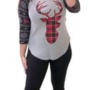 No Bo  Christmas Plaid Deer Tops size X-Large 15/17 grey 3/4 long sleeve holiday Photo 10