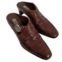 Brighton  TWAIN Woven & Croc Embossed Leather Stubbed Toe Backless Clogs Mules Photo 0