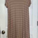 Boutique Intersection Beige & White Striped Short Sleeve T-Shirt Dress Size Large Photo 4