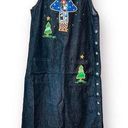 Quacker Factory Small Jumper Maxi Dress Black Jean Denim Angel Snowmen Trees NWT Photo 0