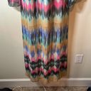 Honey Punch  Multicolor Abstract Print Long Sleeve Plunge Maxi Dress Size M Photo 3