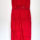 Alexis Red Floral Lace Crochet Midi Dress Photo 3