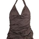 Juicy Couture Vtg Y2K  Beach Royalty Brown Halter Ruffle One Piece Swimsuit M Photo 0