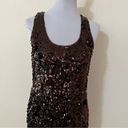 Vince  brown bronze sequins nylon silk racerback shift mini dress 6 Photo 3