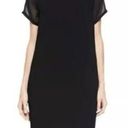 Vince  Black Sheer-Sleeve Loose Crepe Mini Dress - Medium Photo 0