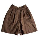 Bermuda vintage 90s brown linen high waisted pleated front  dressy mom shorts Photo 8