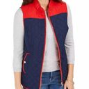 Charter Club New  Colorblocked Quilted Vest Full Zip Navy Blue Red Photo 0