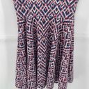 Aeropostale  Womens Fit Flare Dress Stretch Geometric Blue Pink Size Small Photo 2