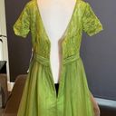 Women’s Full Length Tulle & Lace Sort Sleeve Dress with Zip Up Back Size 12 NWT Green Photo 6