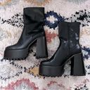 Princess Polly Garbo Black Faux Leather Chunky Platform Mid Calf Boots 6 Photo 5