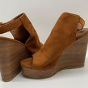 Charlotte Russe Hadlee Faux Suede Brown Wedge Peep Toe Shoe Size 9 Photo 5