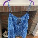 Fantastic Fawn NWT  Blue White Floral Tank with Ruffle Waist size Large Summer Photo 2