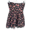 Sans Souci  Womens Floral Dress Cotton Strapless Fit & Flare Mini Black Red Photo 4