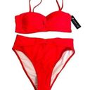 Tempt Me  Red Bandeau Strapless Twist Front Bikini Set Small NWT Photo 0