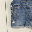 Old Navy Denim Distressed Shortalls Jean Cuffed Short Bib Overalls Size Small Photo 3