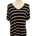 Nine West Black Striped V Neck Top Photo 0