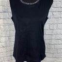 Karen Scott 100% cotton Scoopneck sleeveless top w/beading black sz L Photo 0